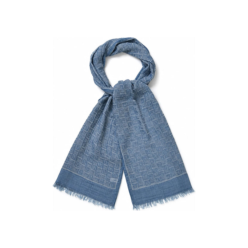 Ferragamo Gancini Monogram Print Wool Scarf for Men 52 0118 0776124