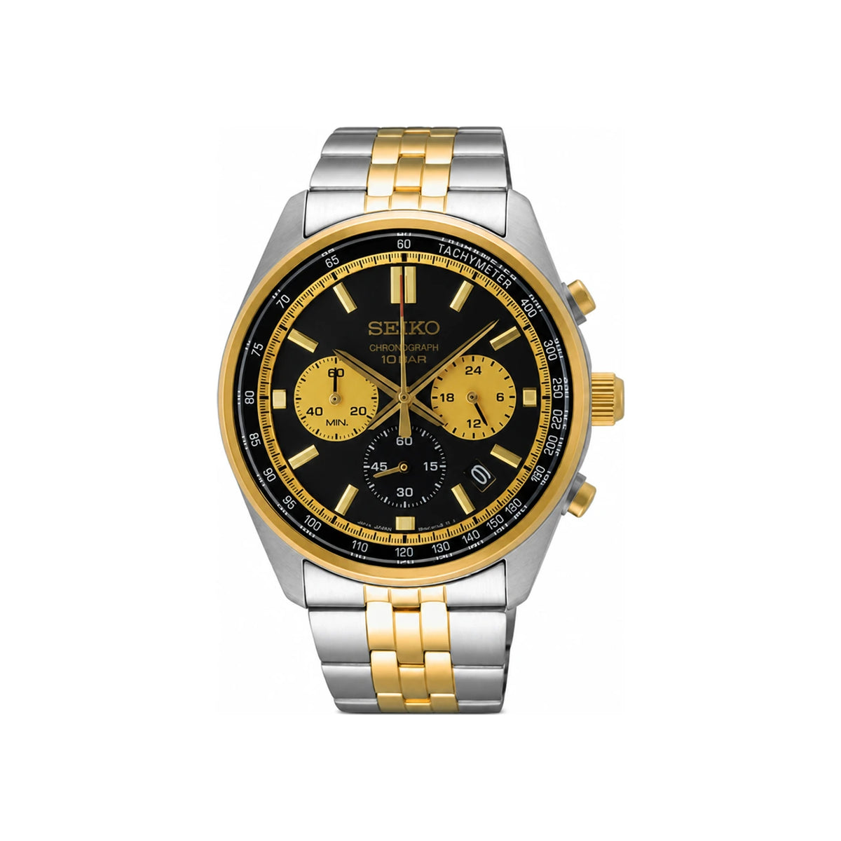 Seiko Gold Panda Chronograph 100m Water Resistant Men’s Metal Watch SSB430 P1