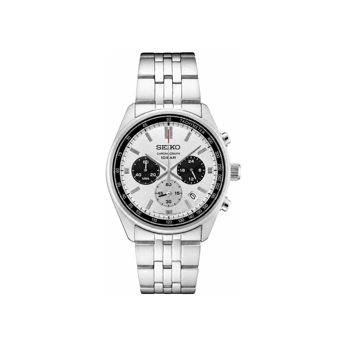 Seiko Chronograph Panda Dial 100m Water Resistant Men’s Metal Watch SSB425 P1
