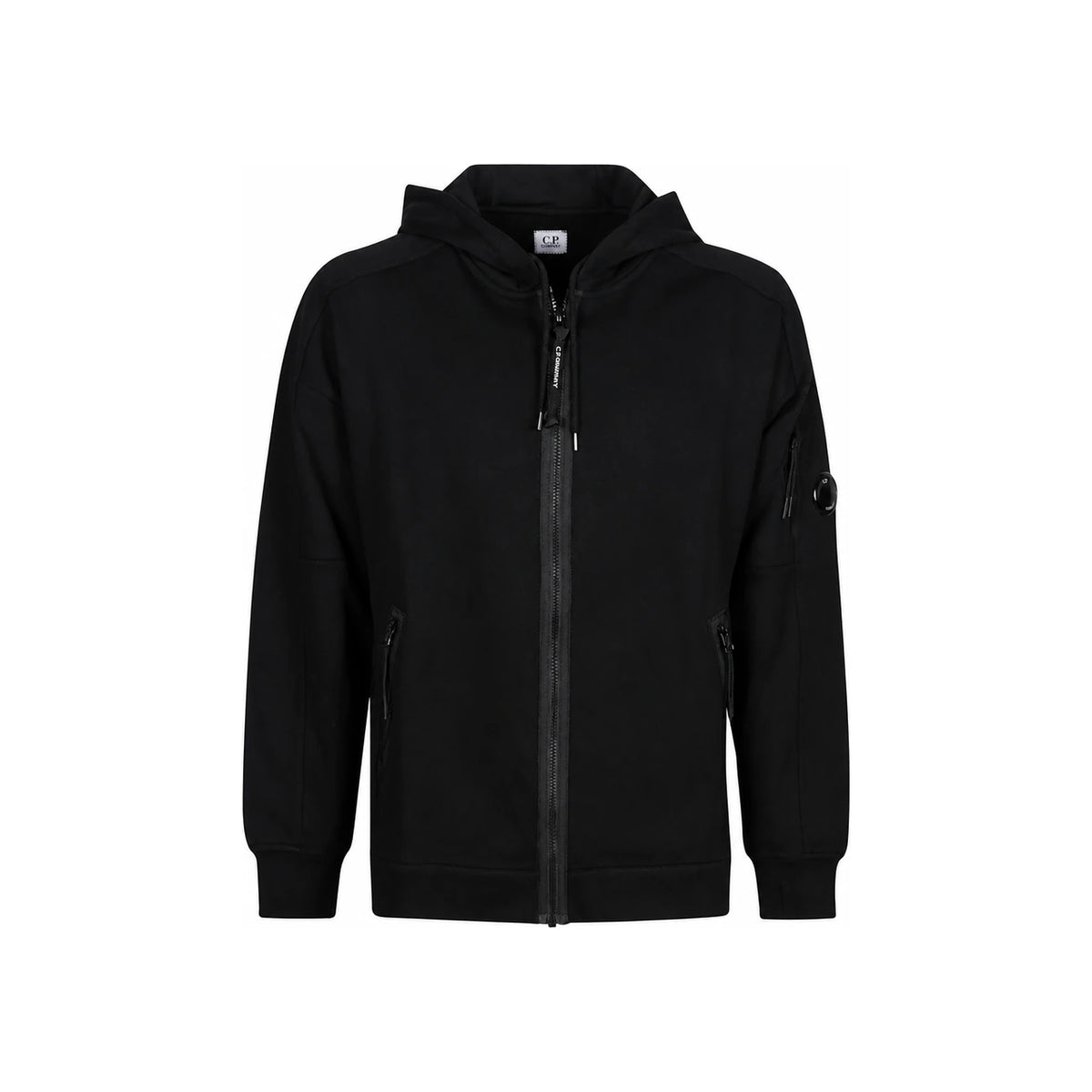 CP Company Diagonal Raised Fleece Hoodie Men’s Black 17CMSS025A 005086W 103
