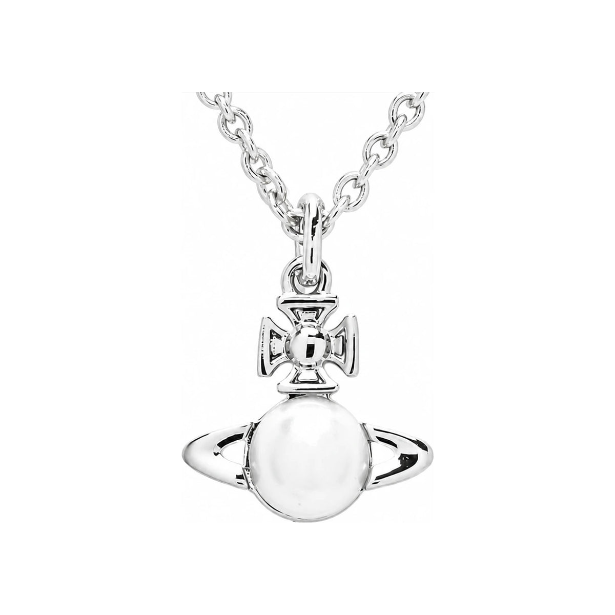 Vivienne Westwood Balbina Pearl Pendant Silver Necklace