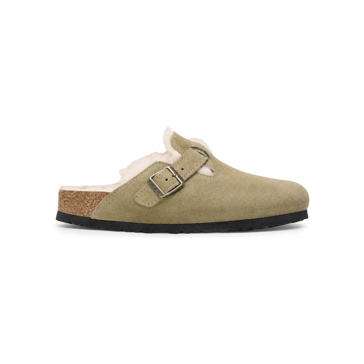 Birkenstock Boston Shearling Suede Mule Sandals Taupe 1028299