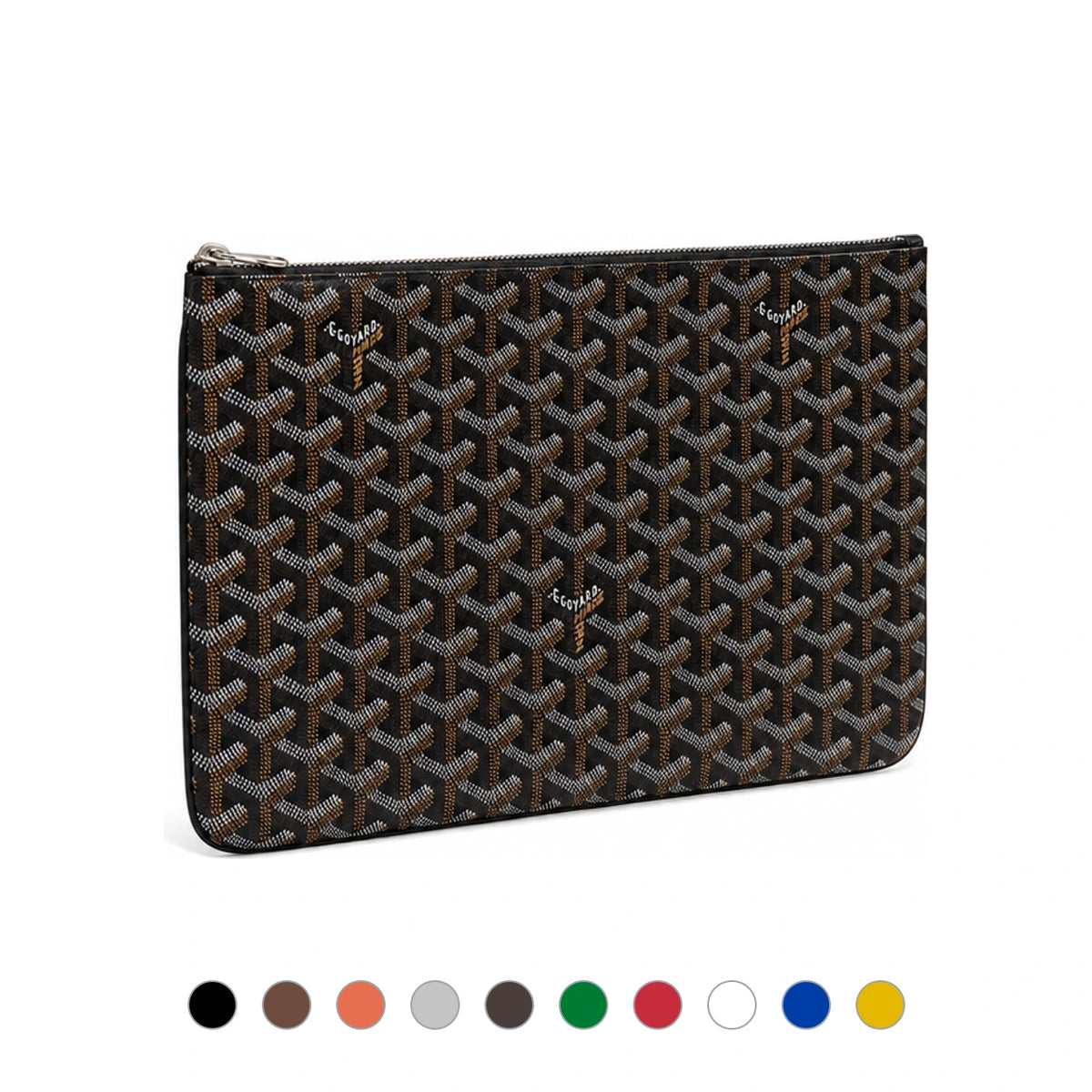 GOYARD Senat MM Black Leather Clutch Pouch for Women