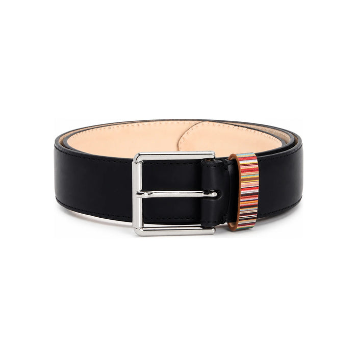 Paul Smith Stripe Keeper Leather Belt M1A4950BMULKE79 BLACK DOM