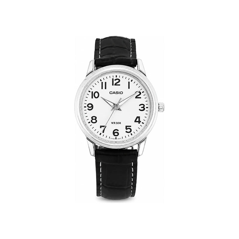 Casio Analog Leather Watch for Women White Dial Black Strap LTP 1303L 7BVDF