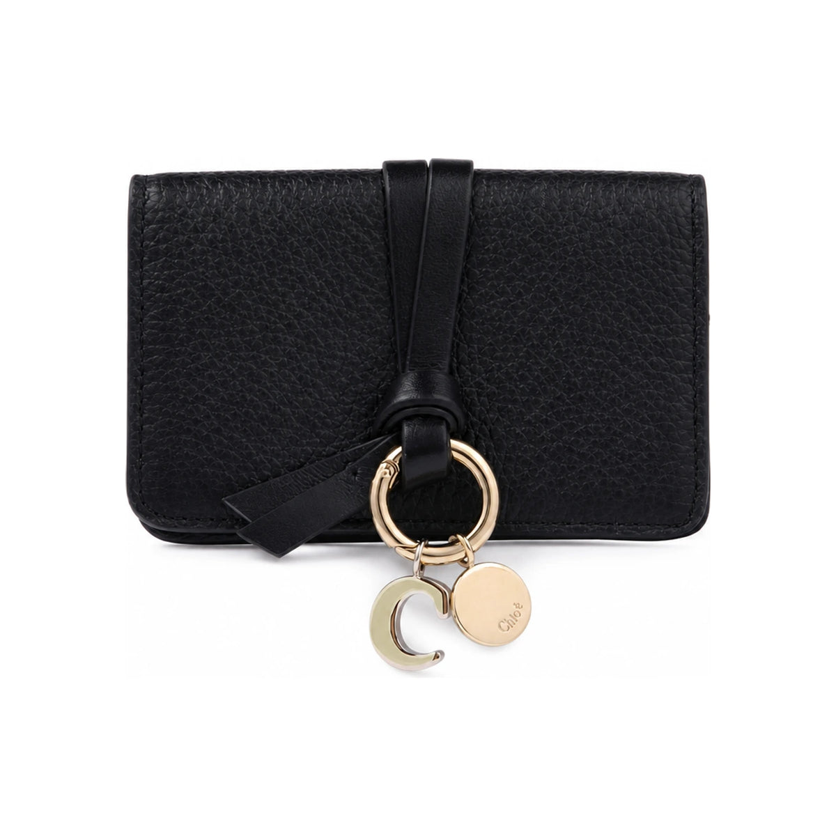 Chloe Alphabet Coin Card Holder Black Leather Wallet CHC21 WP015 F57 001