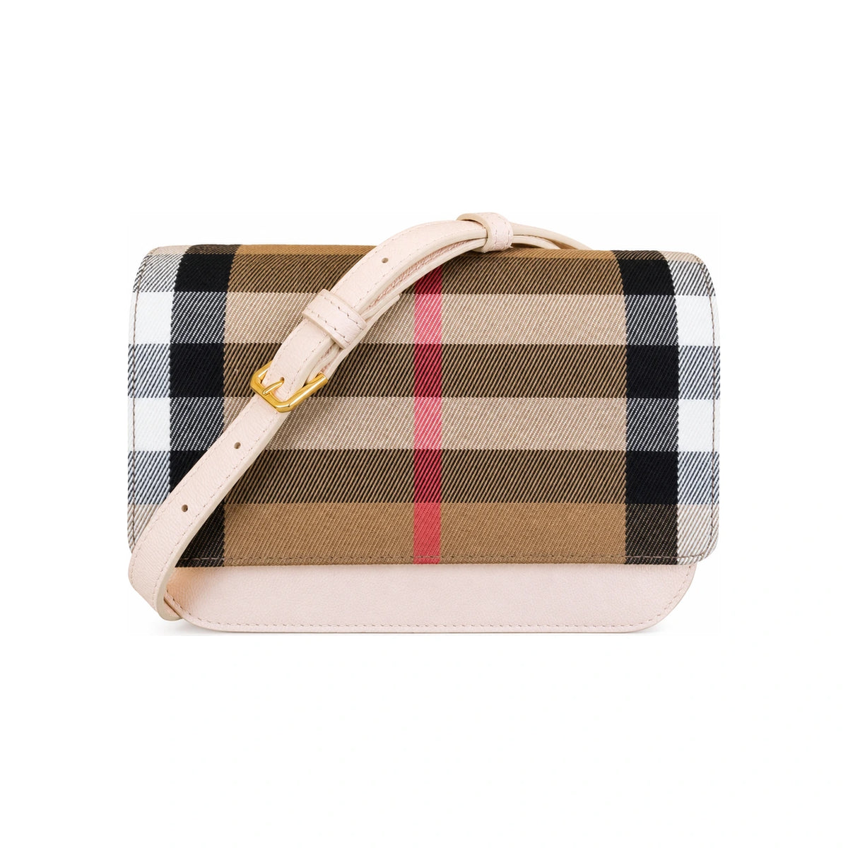 BURBERRY Madison Check Crossbody Bag Pale Cameo 8084493