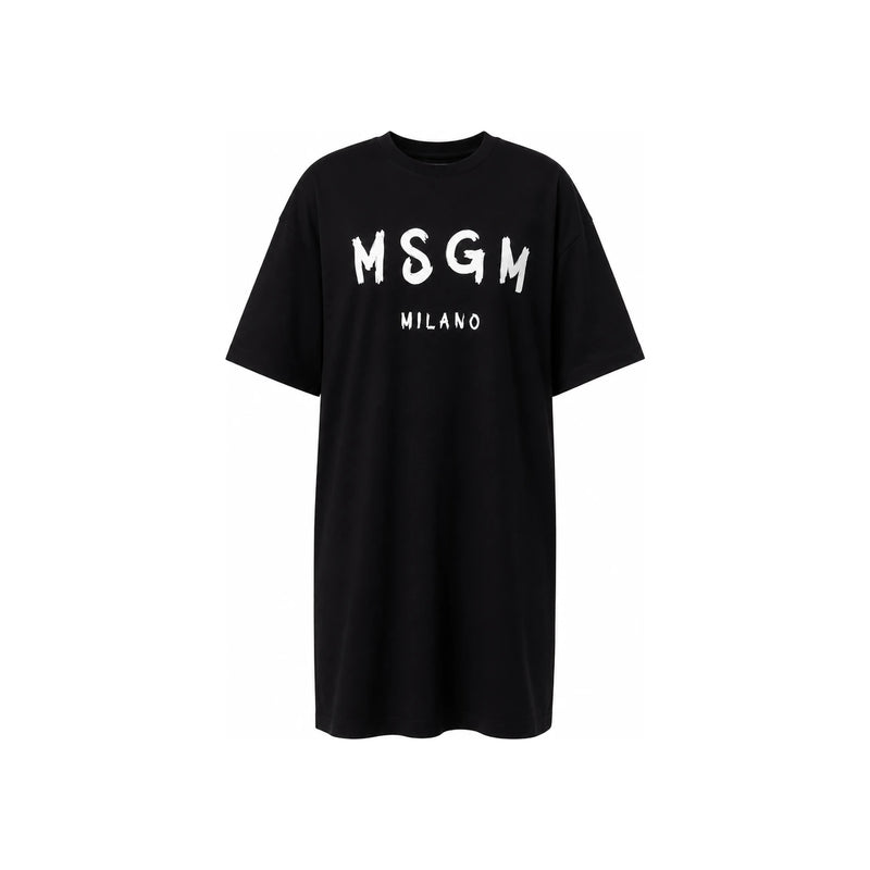 MSGM Brushed Logo Short Sleeve Midi Dress