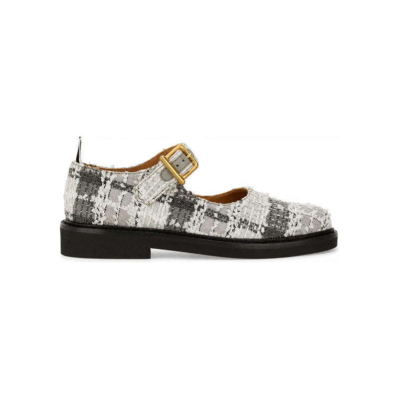 THOM BROWNE Tweed Gray Flat Shoes FFG002C F0679 035
