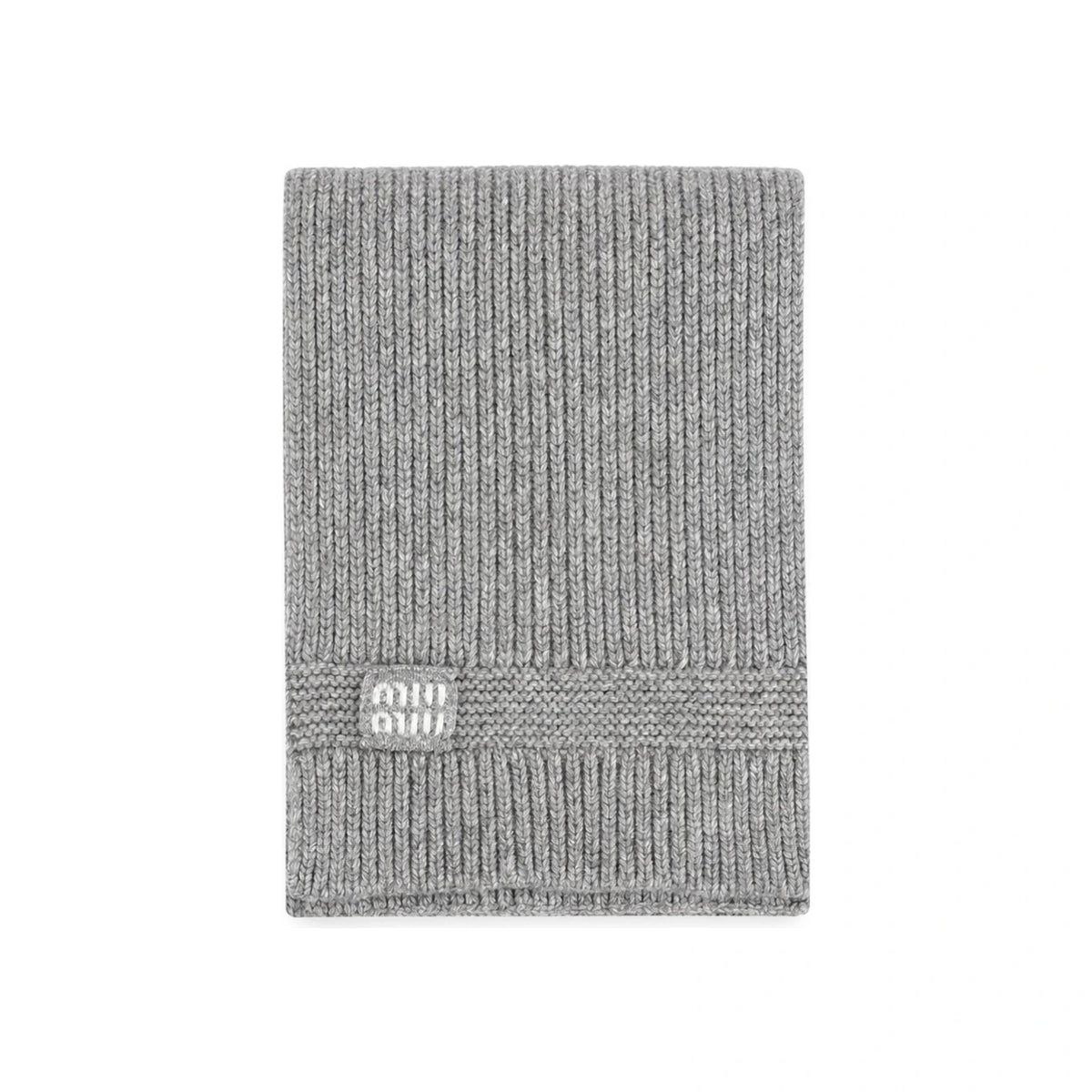 Miu Miu Signature Logo Cashmere Scarf Gray