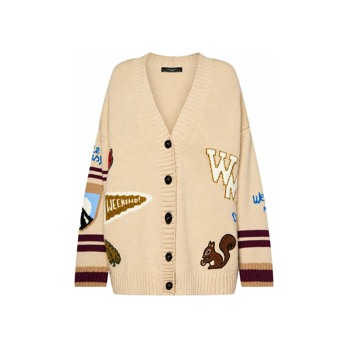 Max Mara Beige V-Neck Cardigan 2425346052 001