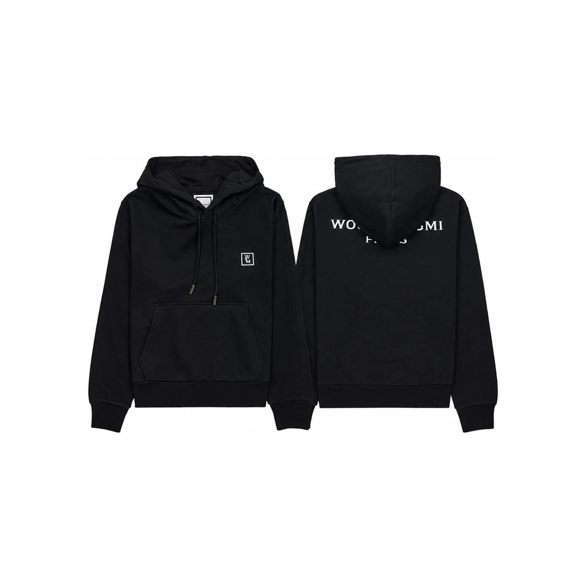 WOOYOUNGMI Women Back Logo Hoodie Black Cotton Hoodie