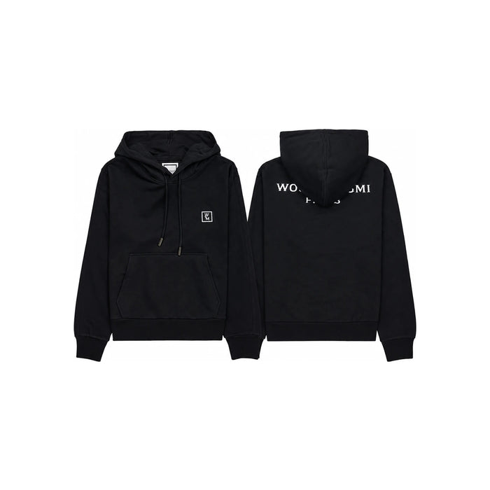 WOOYOUNGMI Women Back Logo Hoodie Black Cotton Hoodie