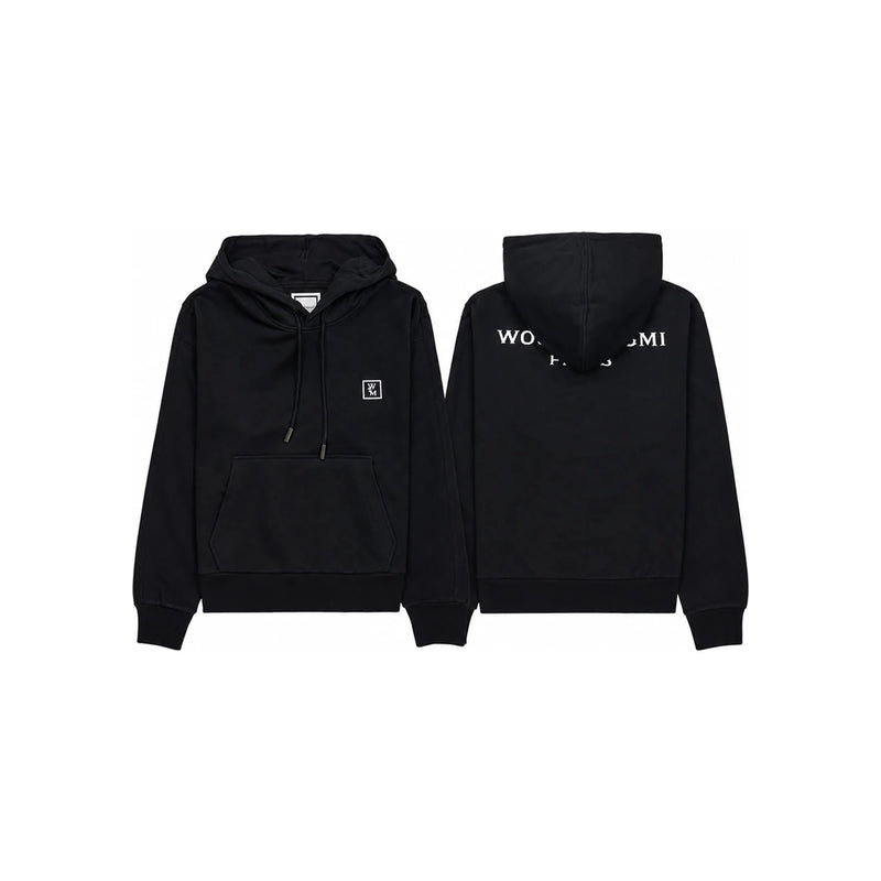 WOOYOUNGMI Women Back Logo Hoodie Black Cotton Hoodie