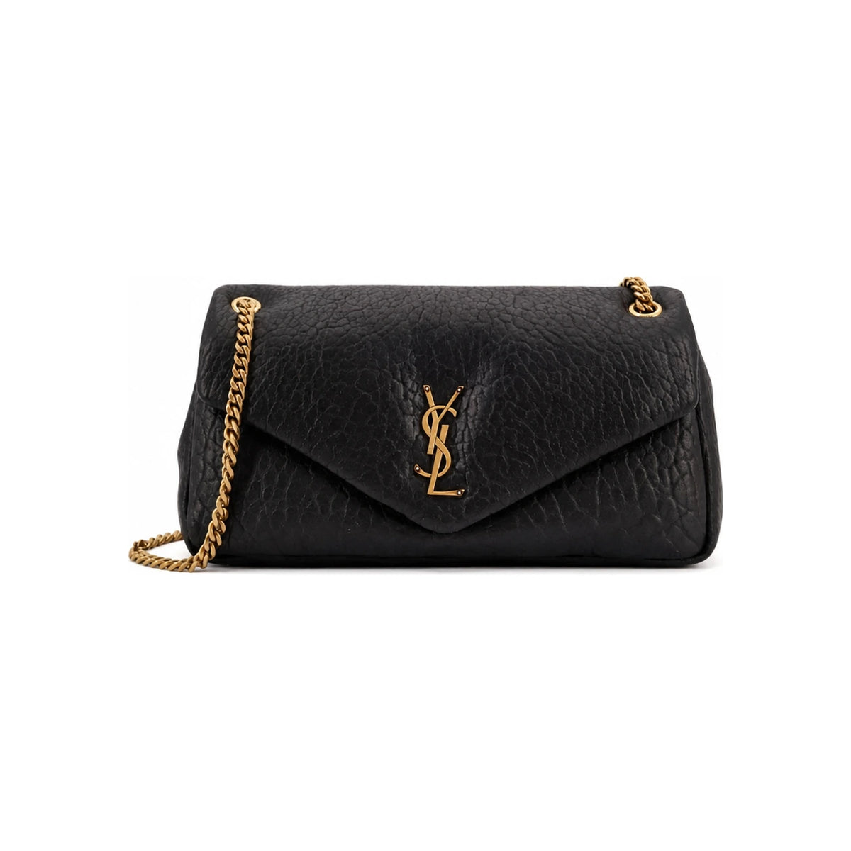 Saint Laurent Calypso Grain Lambskin Shoulder Bag Black