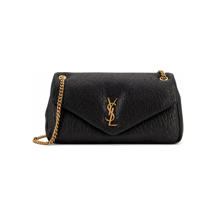 Saint Laurent Calypso Grain Lambskin Shoulder Bag Black