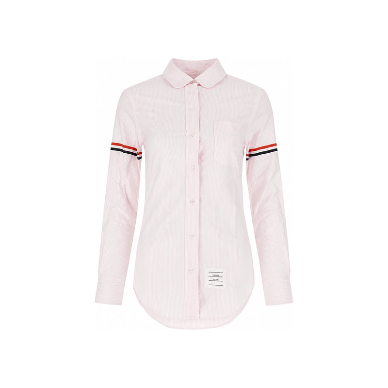 THOM BROWNE Tricolor Armband Stripe Shirt Navy Blue Cotton Women’s