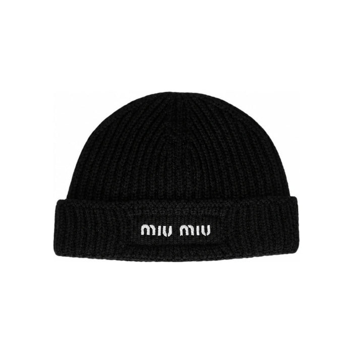 Miu Miu Embroidered Logo Wool Beanie 5HC375 2CSF F022X