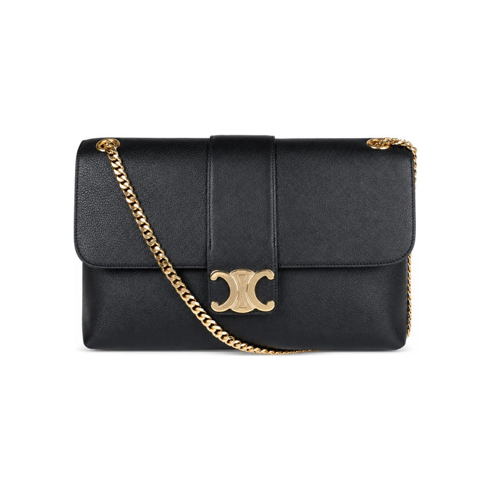 CELINE Triomphe Victoire Large Shoulder Bag Black 118223FDU 38NO