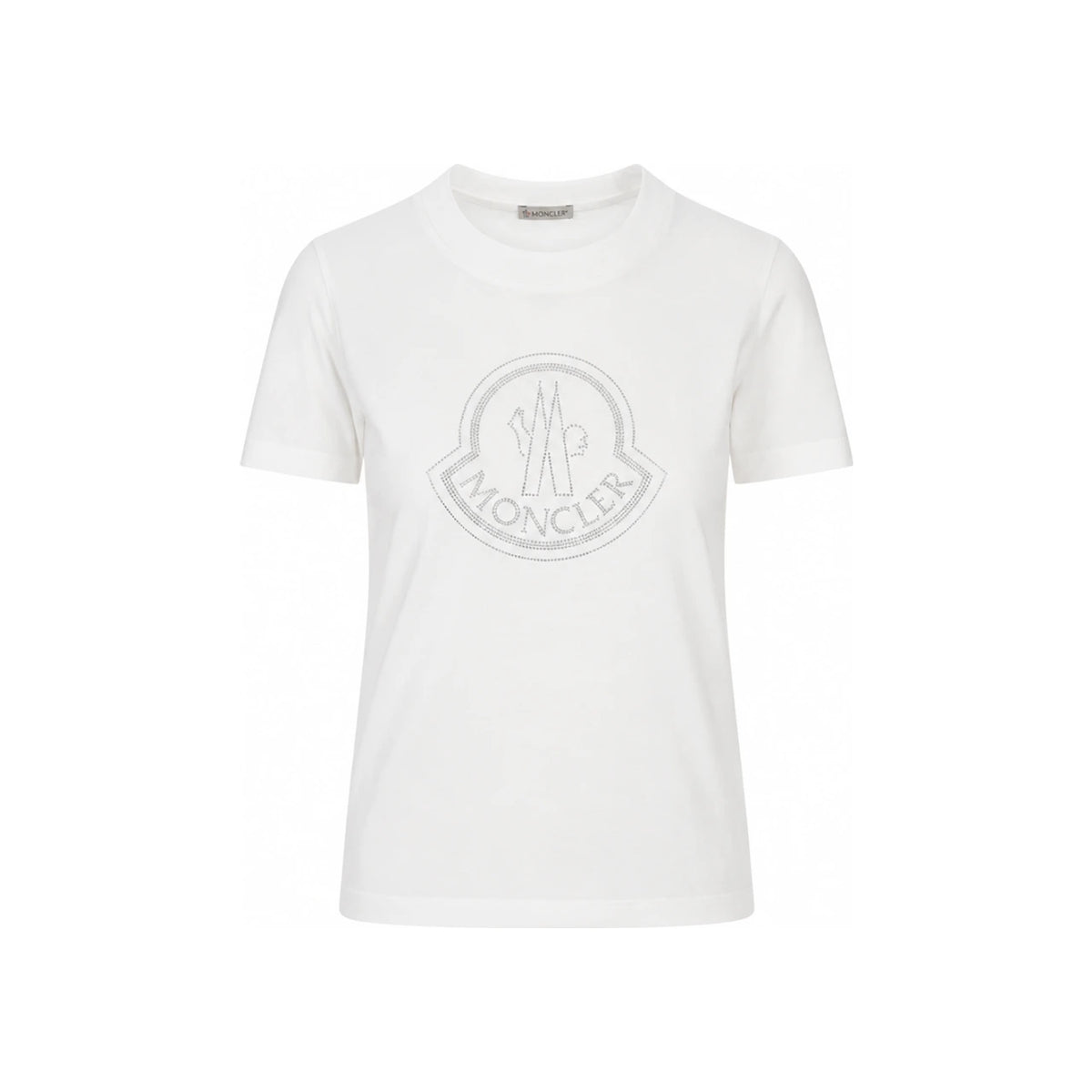 Moncler Women’s Crystal Logo Rhinestone Short Sleeve T-Shirt White