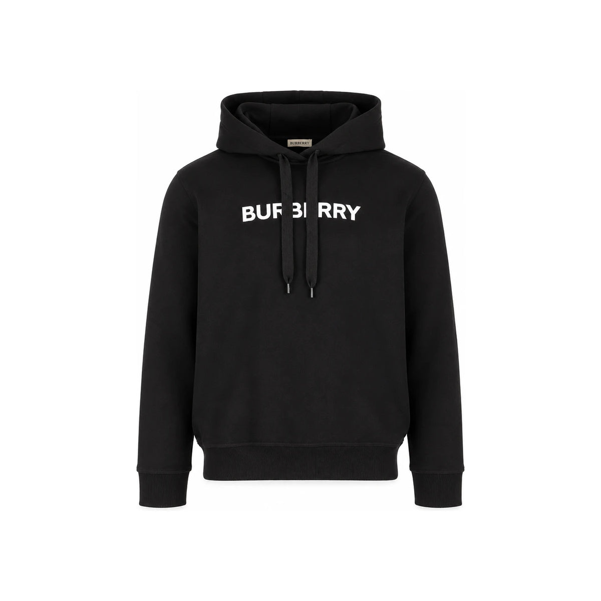 BURBERRY Black Cotton Logo Hoodie for Men