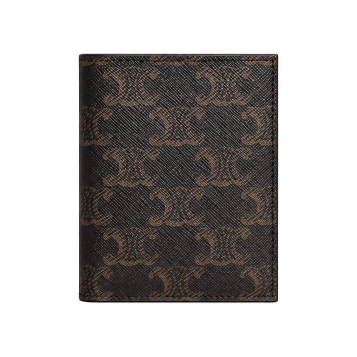 CELINE Triomphe Canvas Compact Wallet Black Card Holder