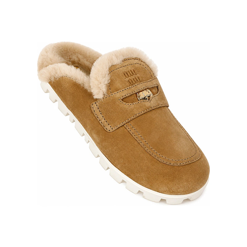 Miu Miu Suede Penny Loafer Mules 5D058E Z0G F0379