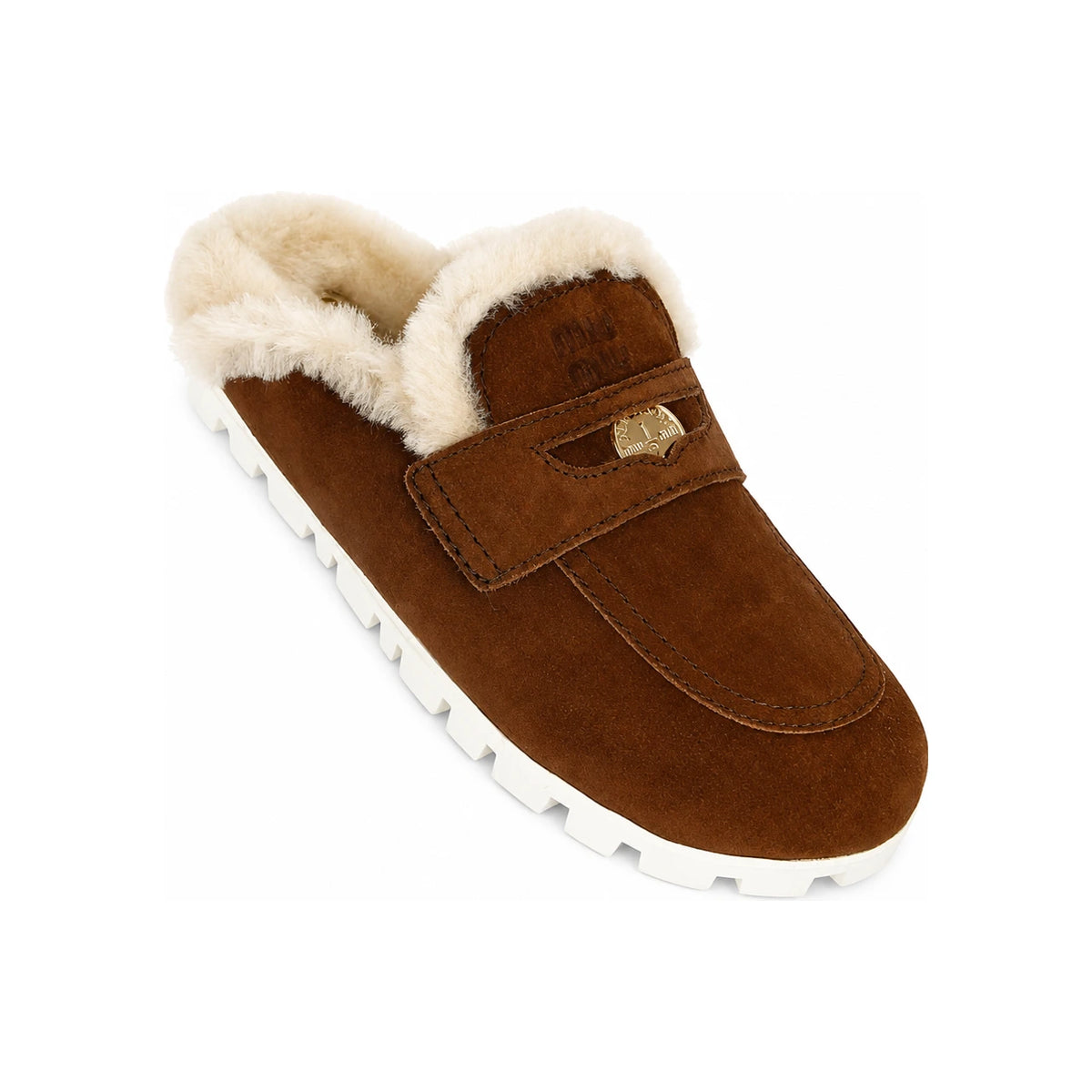 Miu Miu Suede Penny Loafer Mule Slippers 5D058E Z0G F0324