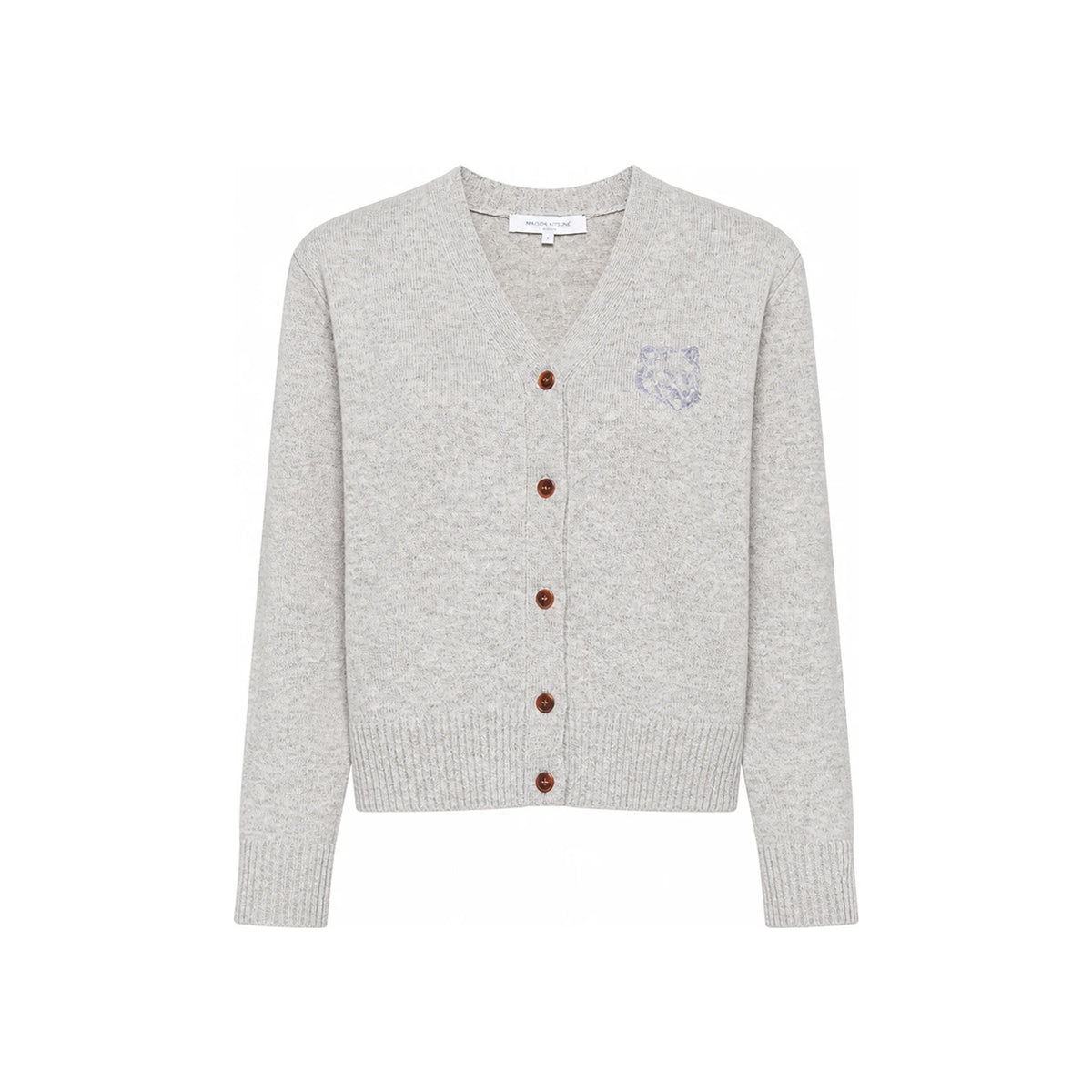 Maison Kitsune Bold Fox Head Embroidered Crop Cardigan Navy NW00510 KT1112 H120
