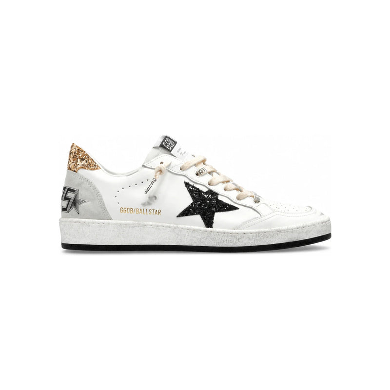 GOLDEN GOOSE Ball Star Glitter Star Low-Top Sneakers White Leather