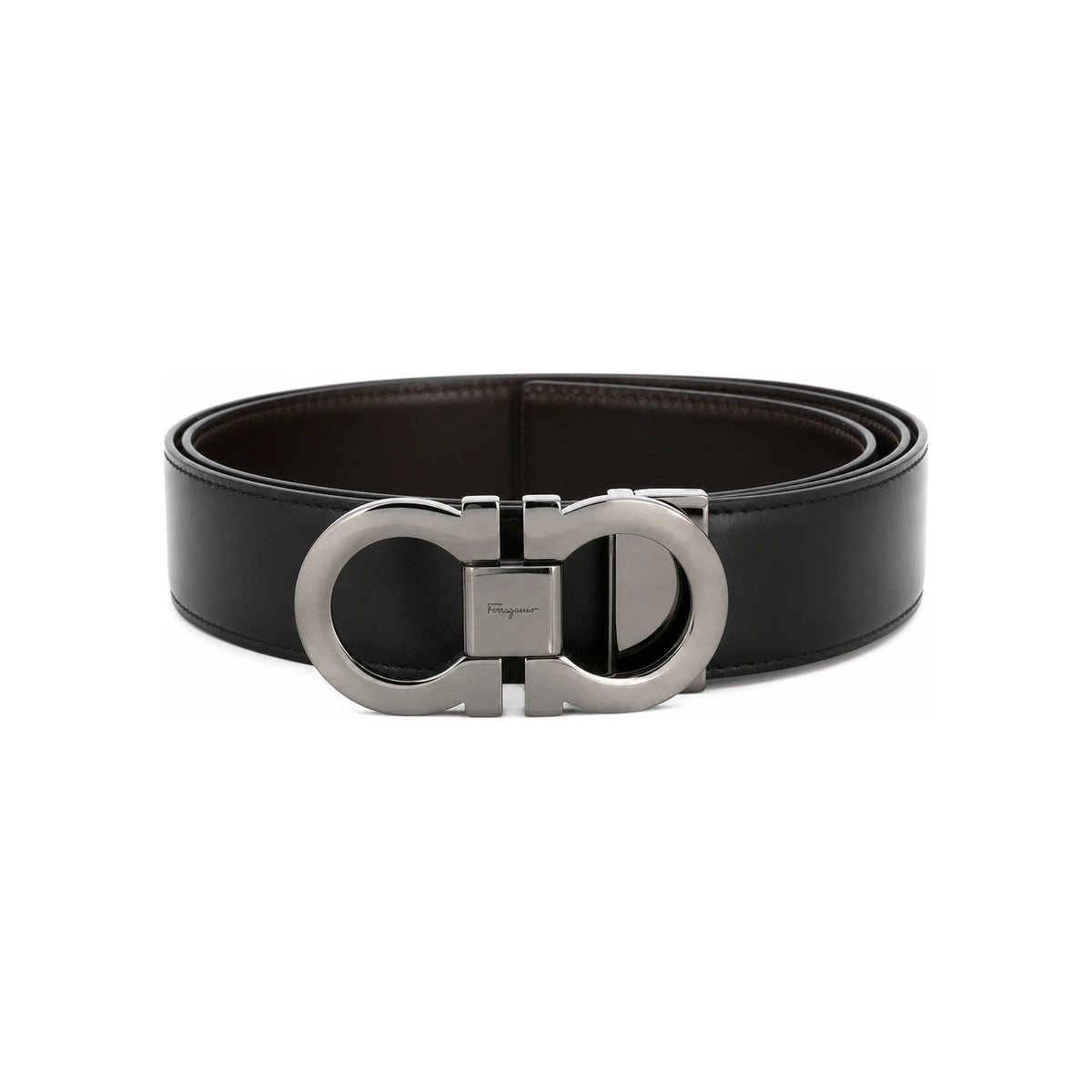Ferragamo Double Gancini Reversible Leather Belt 679535 644557