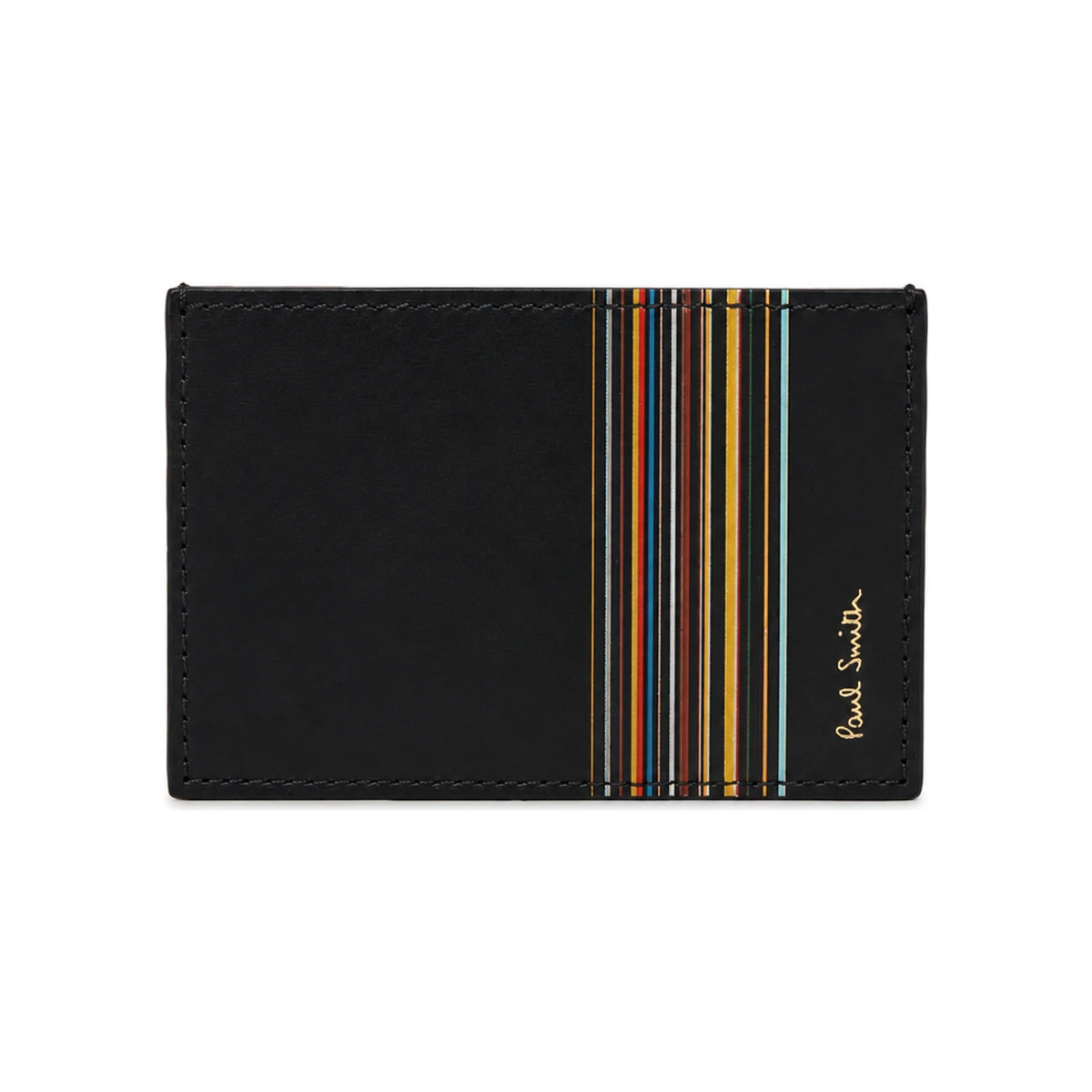 Paul Smith Stripe Block Leather Card Holder Wallet Black