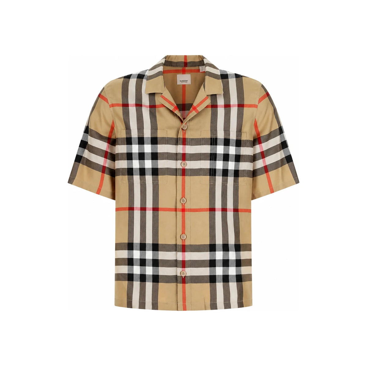 BURBERRY Beige Check Short Sleeve Shirt for Men