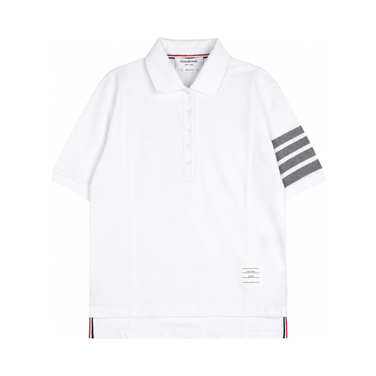 THOM BROWNE Women’s Polo Short Sleeve T-Shirt Navy Cotton