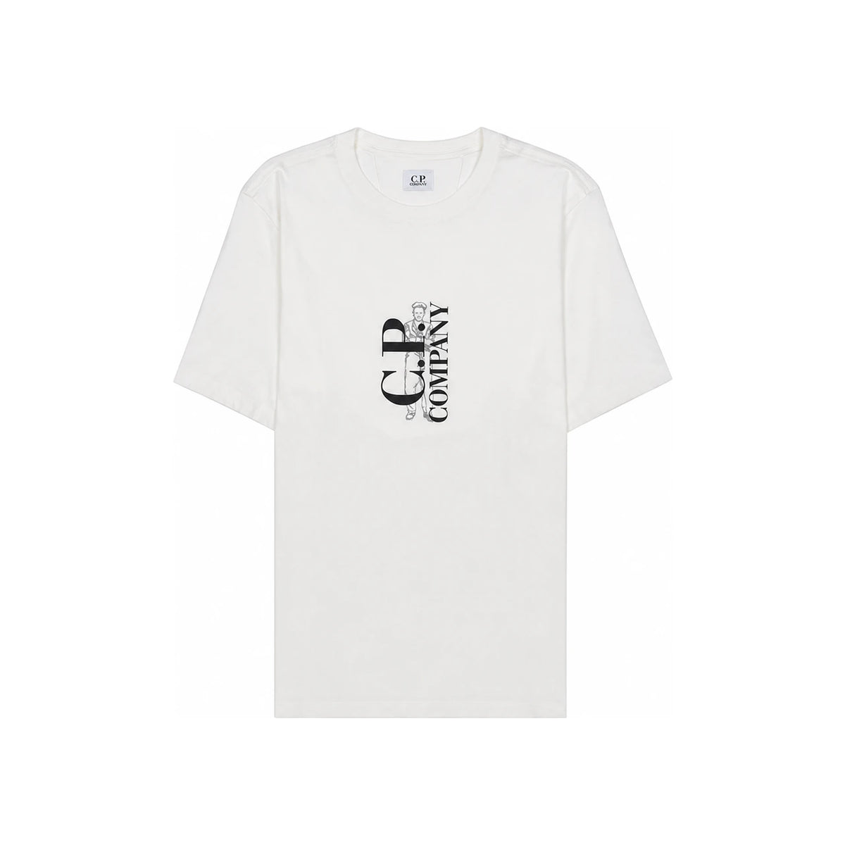 CP Company Logo Short Sleeve T-Shirt for Men White Cotton
