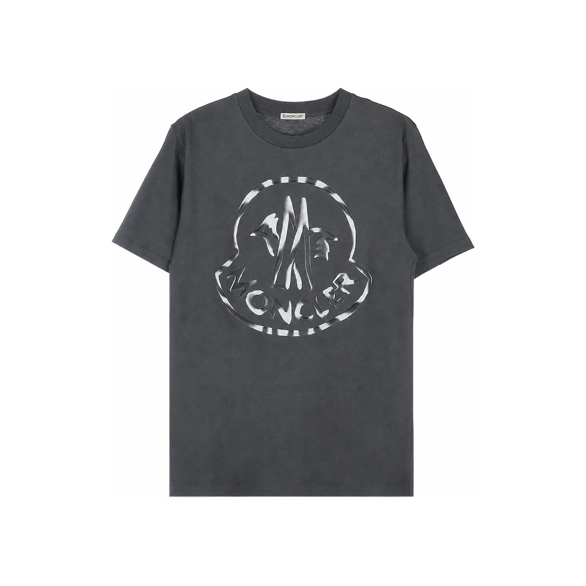 Moncler Big Logo Print Gray Cotton T-Shirt