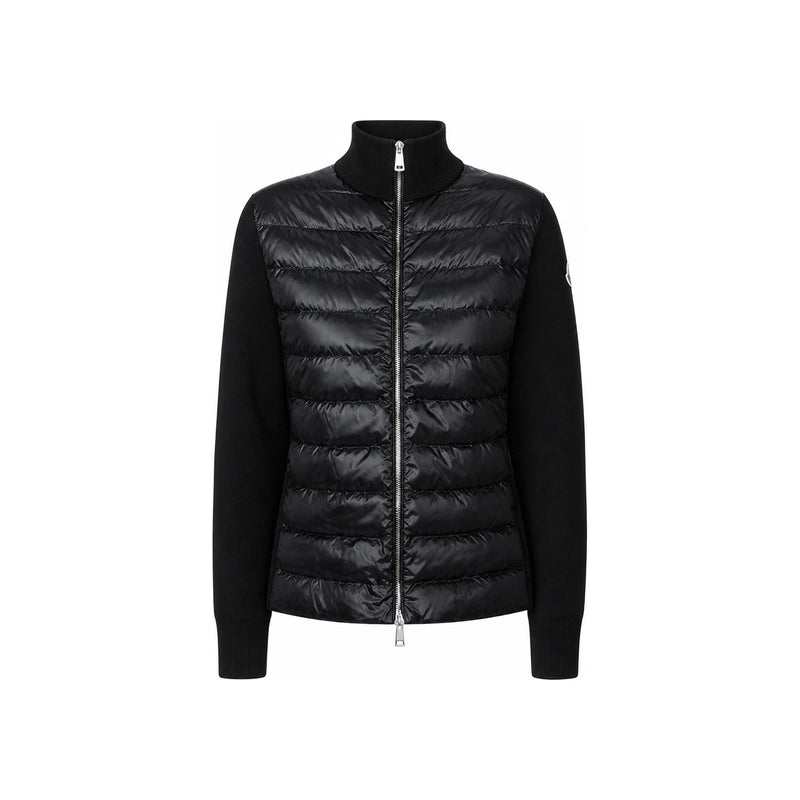 Moncler Logo Patch Knit Mix Down Jacket