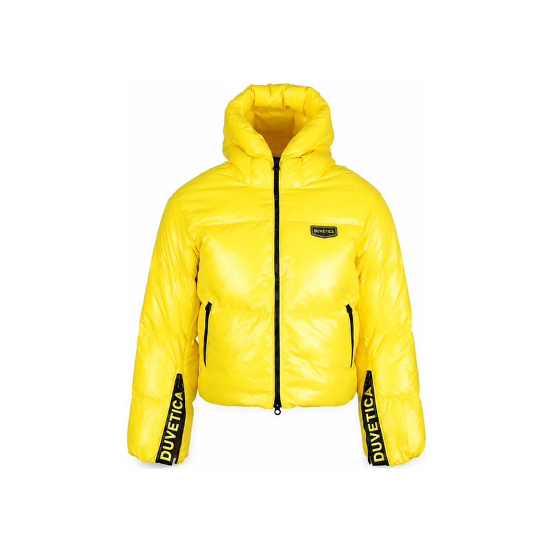 Duvetica Yellow BELLATRIX Logo Hooded Down Puffer Jacket