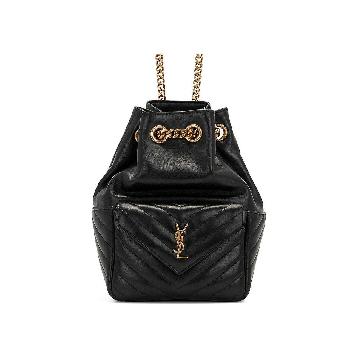 Saint Laurent Black Matelassé Chain Shoulder Bag Gold-Tone Hardware