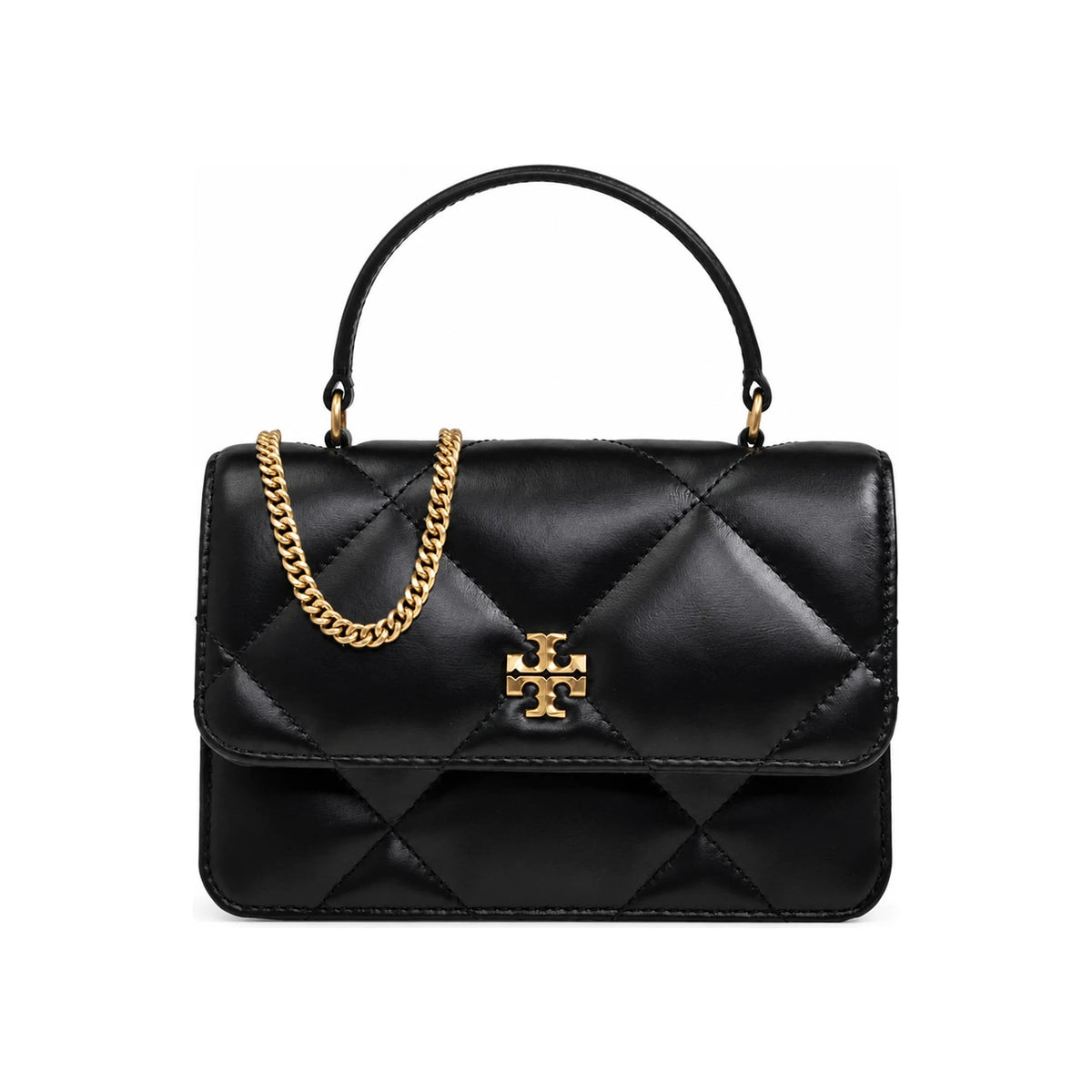 Tory Burch Kira Quilted Wallet Bag Black Leather Tote
