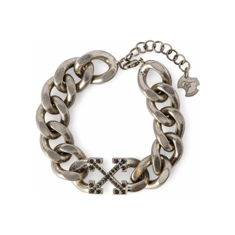 OFF WHITE Crystal Arrow Chain Bracelet Silver-Tone Unisex