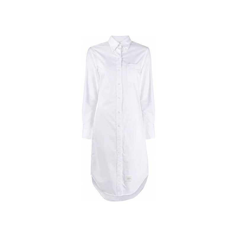 THOM BROWNE White RWB Oxford Shirt Dress Long Sleeve Women’s