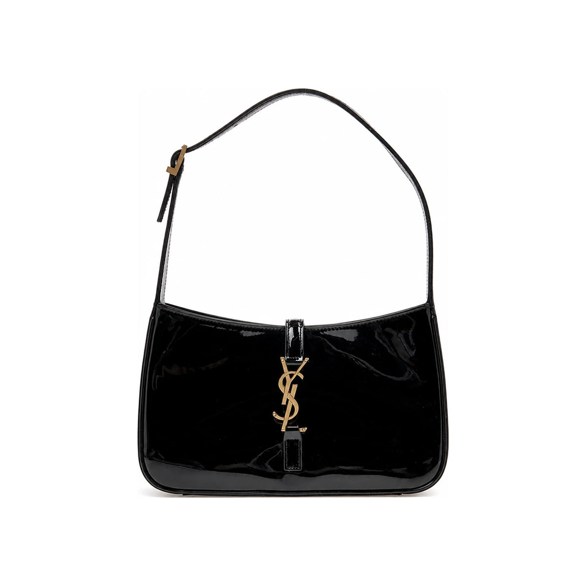 Saint Laurent Shiny Leather Le 5 À 7 Hobo Bag Black