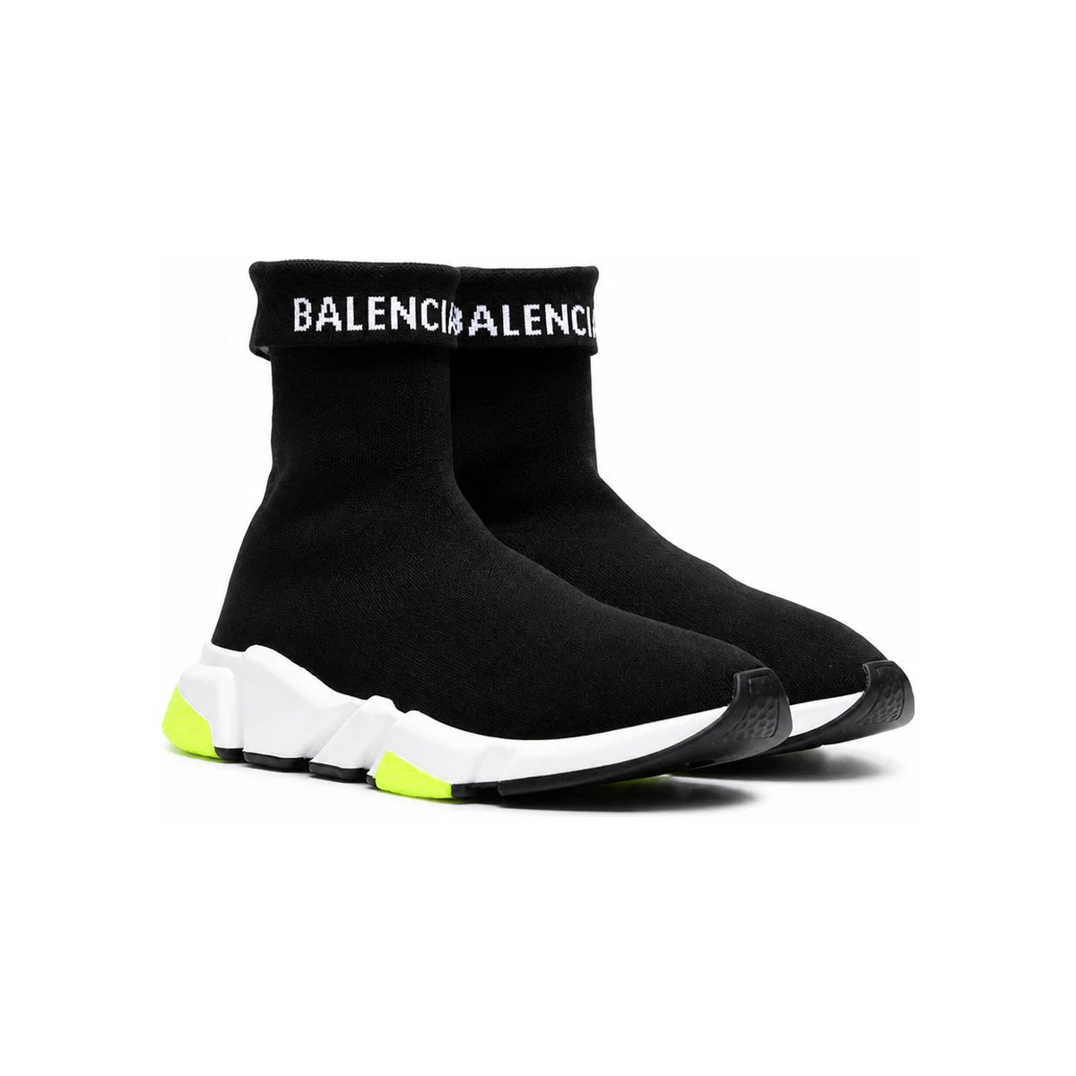 BALENCIAGA Black Neon Yellow Fold Speed Runner Low Top Sneaker 534379 W1GV0 1006