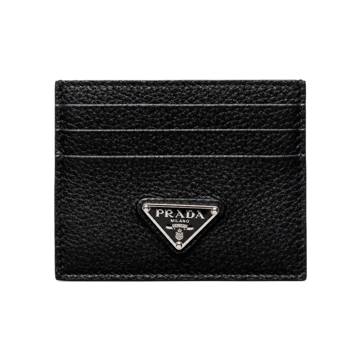 PRADA Men's Leather Triangle Logo Card Holder
