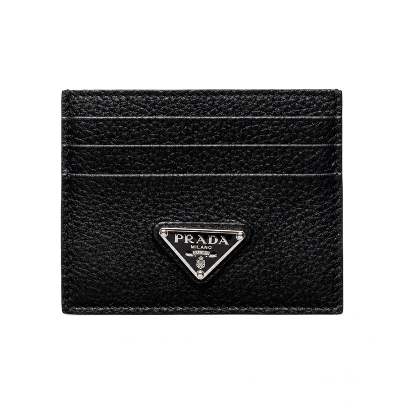 PRADA Men's Leather Triangle Logo Card Holder