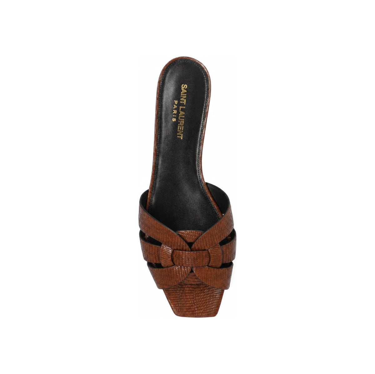 Saint Laurent Lizard Embossed Flat Mule Sandals