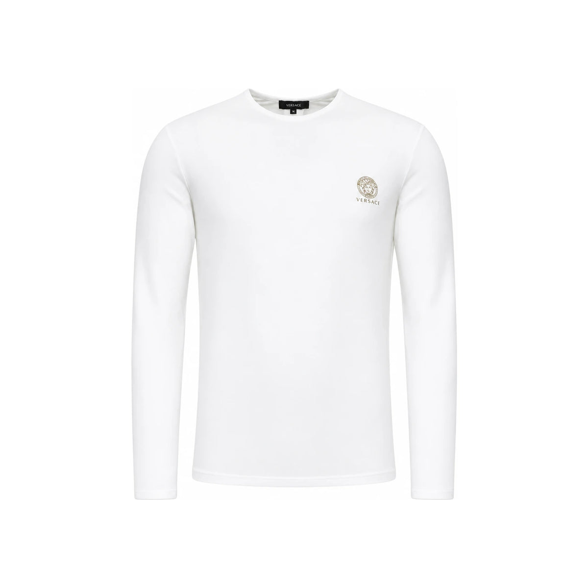 Versace Logo Round Neck Long Sleeve T-Shirt Black Cotton