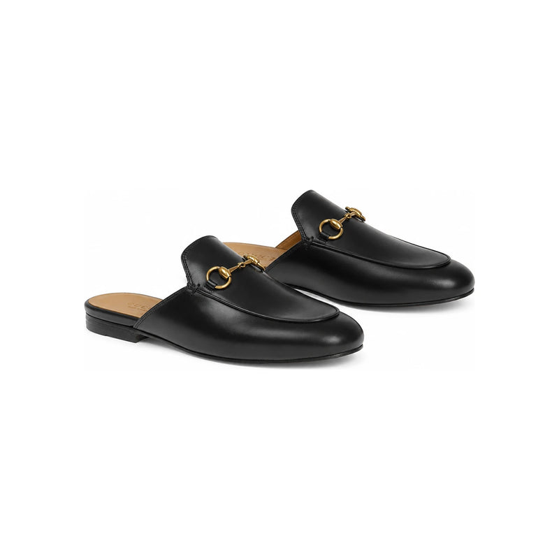 GUCCI Princetown Horsebit Leather Backless Loafers Black Women’s