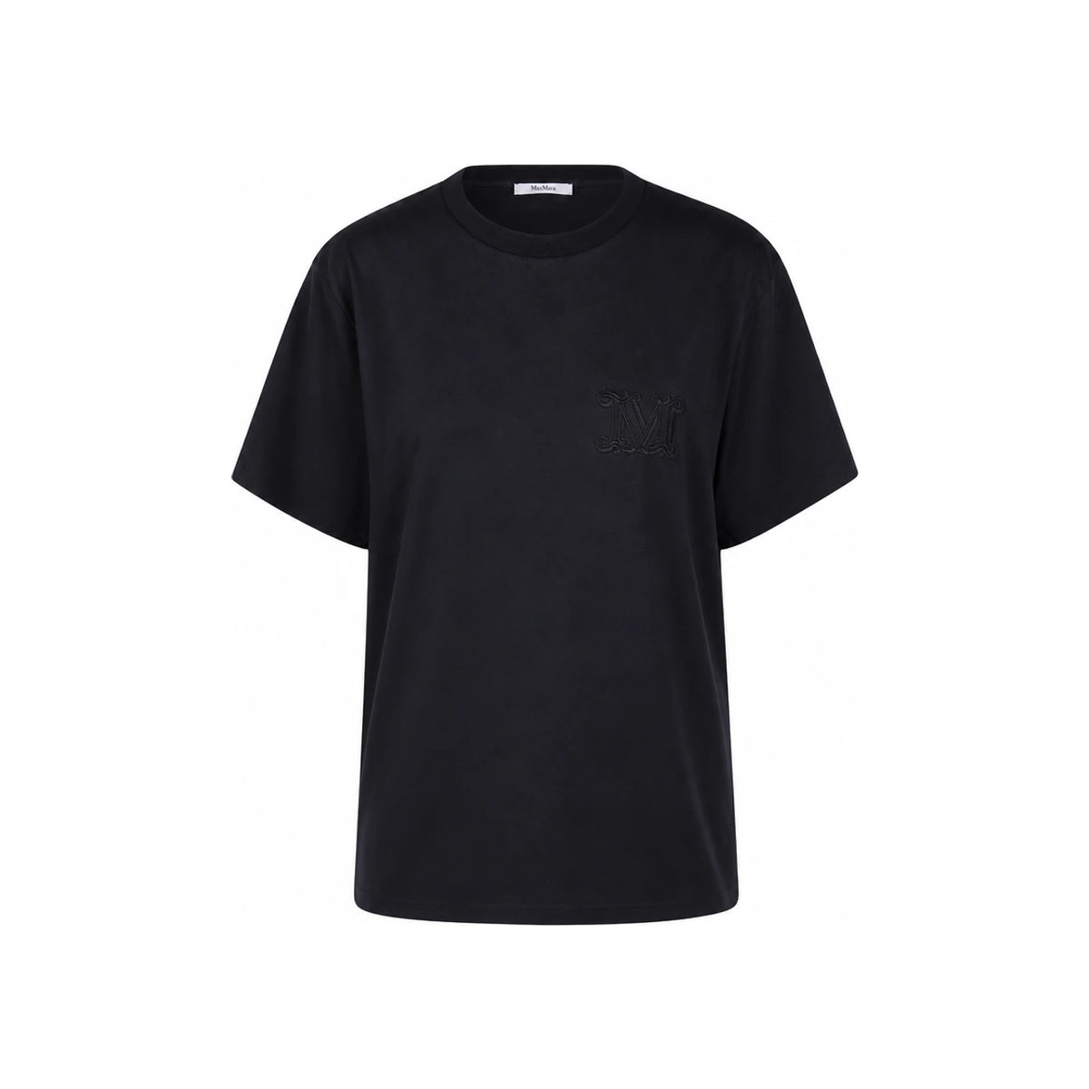 Max Mara MANGO Logo Black Cotton T-Shirt 2421946021 002